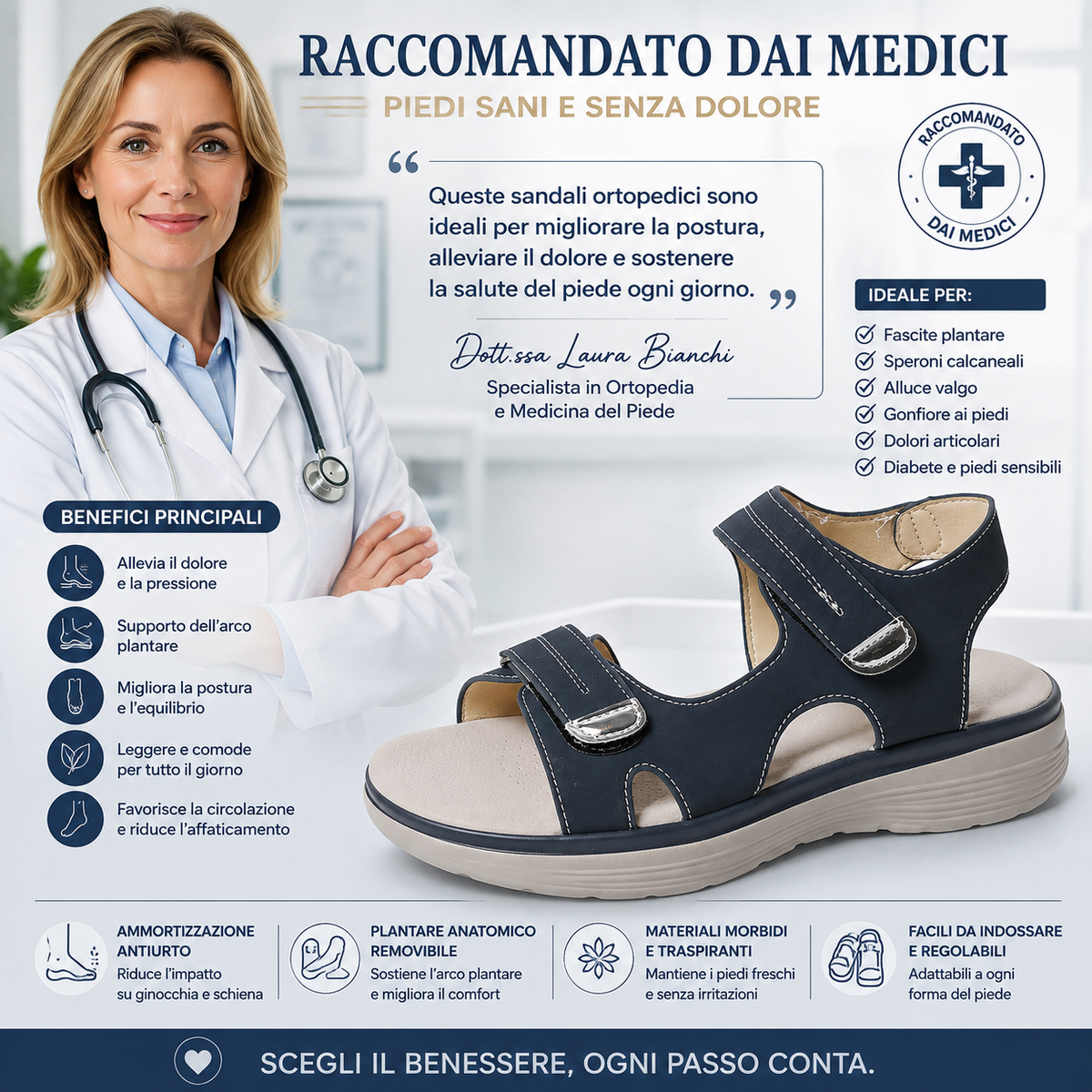 ⏰ Ultimo giorno! Sconto del 50%! Non perderti i sandali ortopedici dal design ergonomico! ✅ Efficace assorbimento degli urti ✅ Comfort e supporto per i tuoi piedi, creati appositamente per le donne.