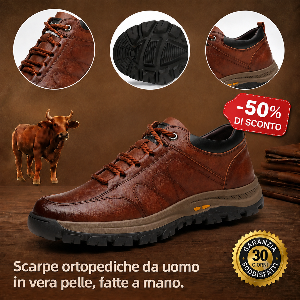 🎁Ultimo giorno per approfittare dello sconto del 50%, non perdertelo! ⏰Realizzate in pelle di vitello australiana🐂Supporto per il piede - allevia il dolore ai piedi✅Impermeabili e antiscivolo, comode da indossare✅Eleganti e versatili.