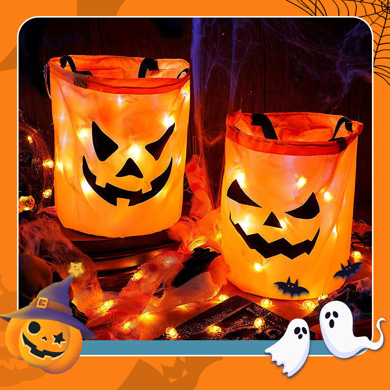 🎉 Unod a hagyományos Halloween-i dekorációkat? – Ez a világító tökös táska egyedi és figyelemfelkeltő