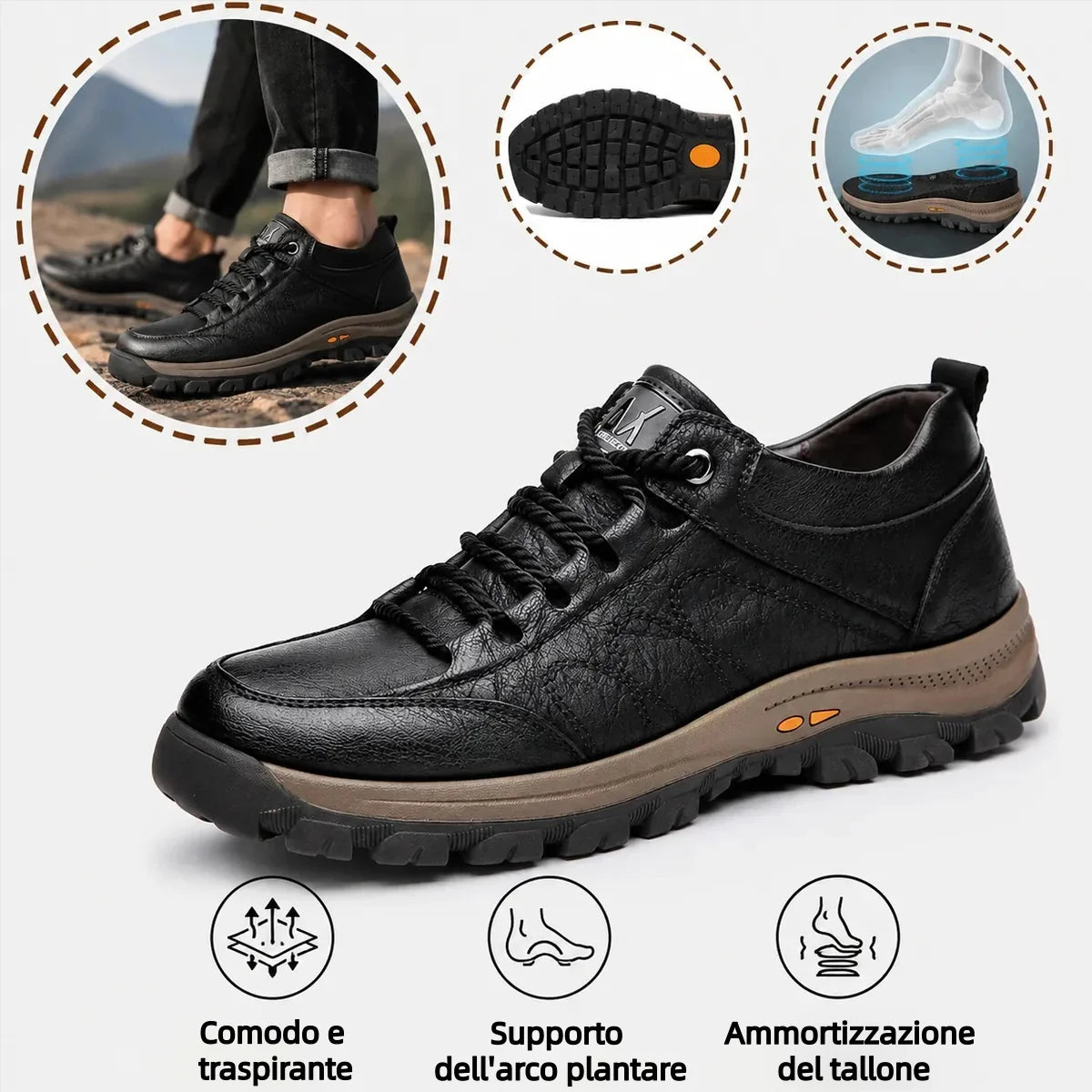 (🎁Offerta a tempo limitato: 50% di sconto, solo per oggi) Scarpe in pelle di vitello italiana cucite a mano 🐂 Morbide e comode, impermeabili e antiscivolo ✅ Supporto per l'arco plantare: camminata confortevole