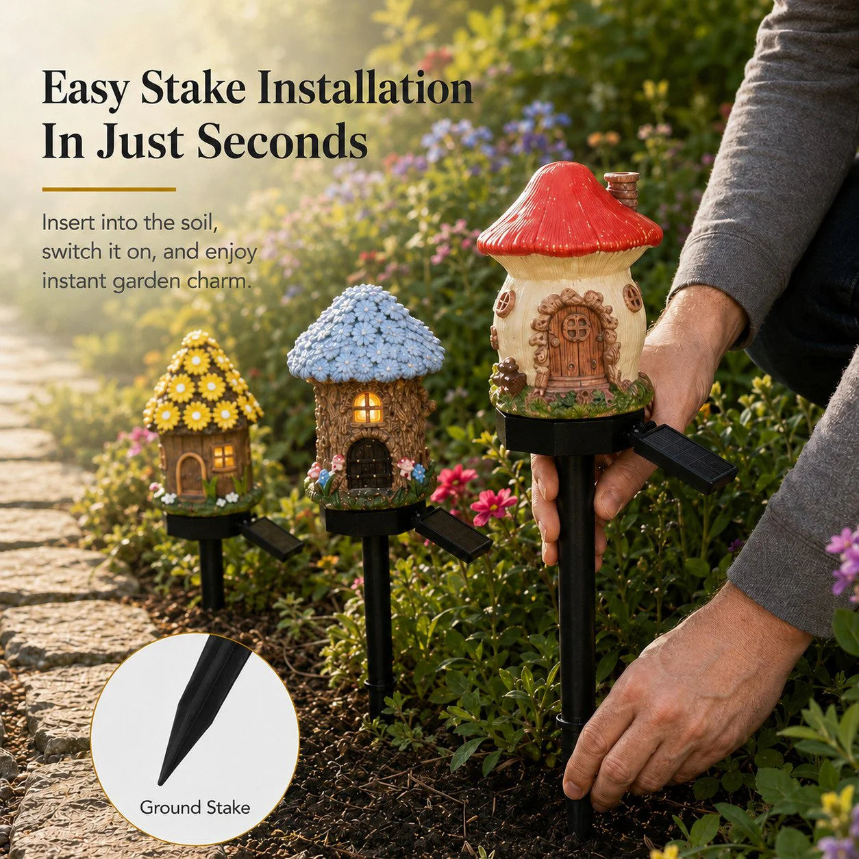 🍄 Unalmas a kerted este? – Gomba alakú napelemes kerti lámpa tündérmese hangulattal!🏡