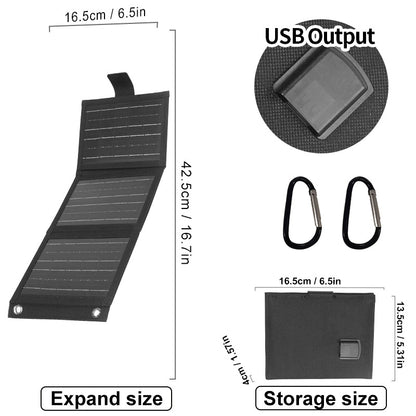 ☀️ Nincs áram a szabadban? – Hordozható napelem, összecsukható, USB-s!