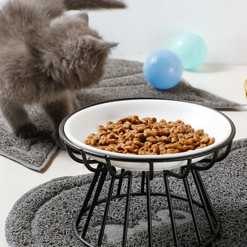 🐱 A macskád nyakát terheli a hajlongás? – Kerámia macskatál magas fémállványon! 🍽️