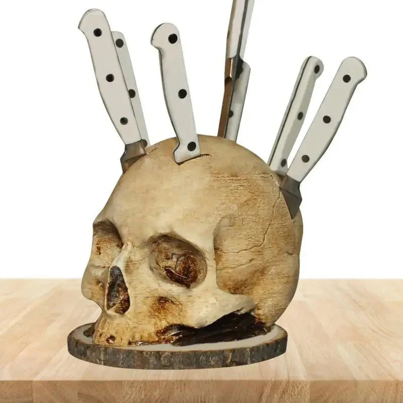 🔪 A késes állványok unalmasak és jellegtelenek? – Ez a koponya formájú tartó egyedi és ijesztően dekoratív