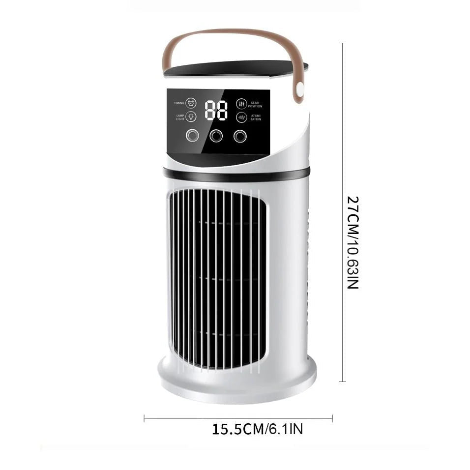 💧 Vízpárás hűtés, 9 fokozat, USB-ről tölthető, RGB-világítás – Praktikus és hangulatos készülék!