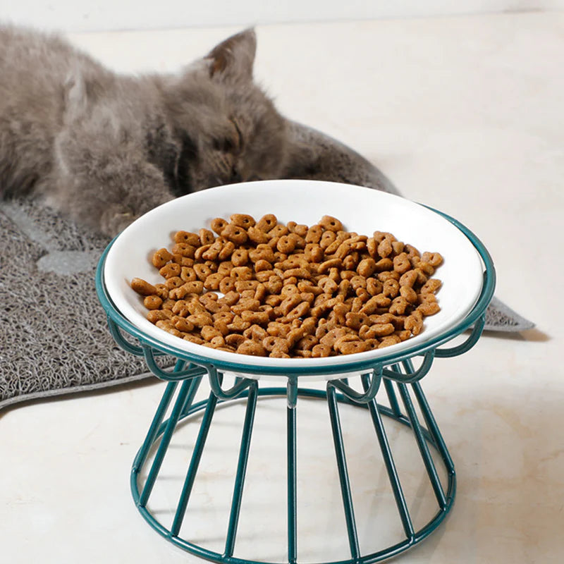 🐱 A macskád nyakát terheli a hajlongás? – Kerámia macskatál magas fémállványon! 🍽️