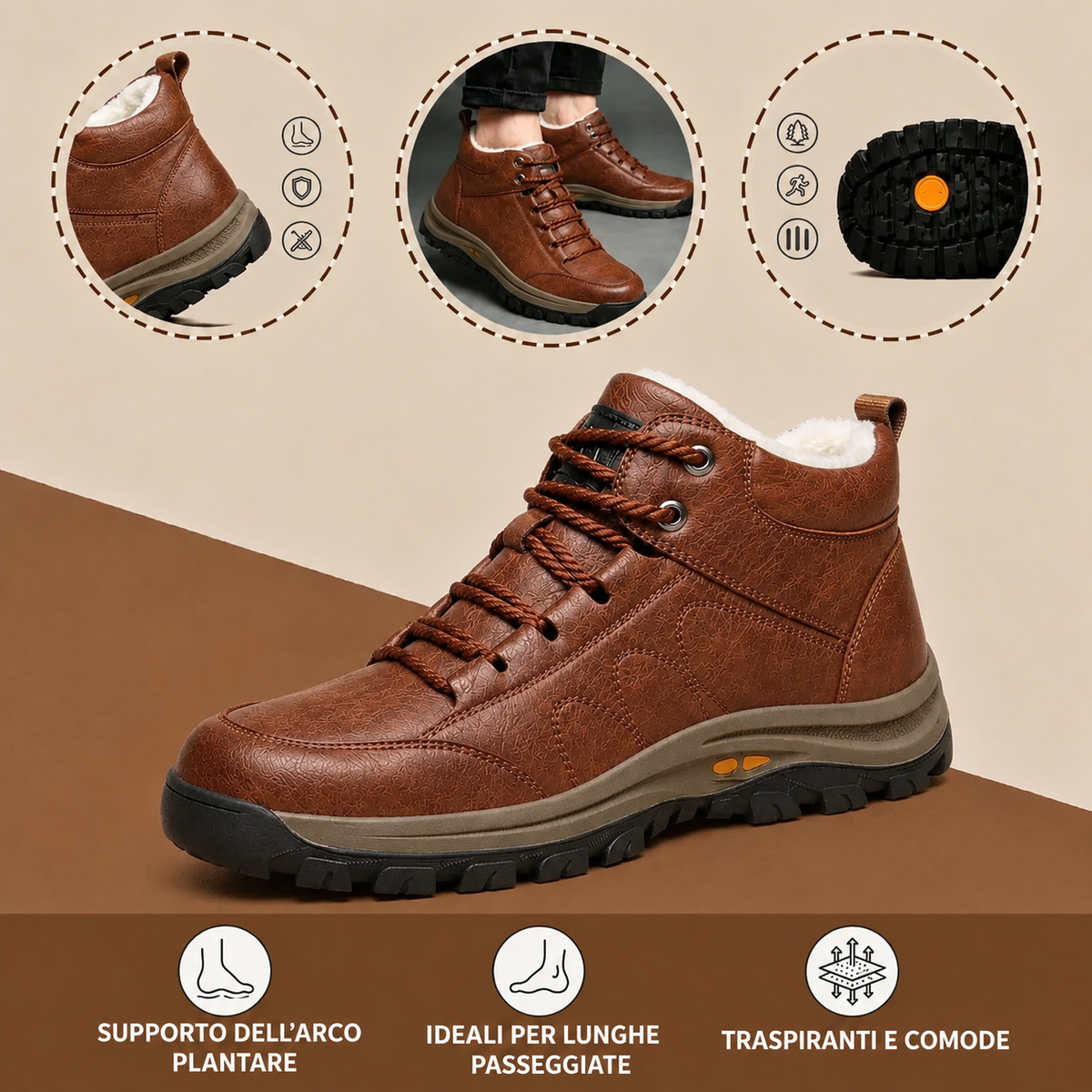 Scarpe da uomo🎁Ultimo giorno per approfittare dello sconto del 50%, non perdertelo! ⏰Realizzate in pelle di vitello australiana🐂Supporto per il piede - allevia il dolore ai piedi✅Impermeabili e antiscivolo, comode da indossare✅Eleganti e versatili.