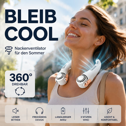 🌀 Csendes hordozható nyakventilátor – 3 sebesség, USB tölthető, nyári hőség ellen!