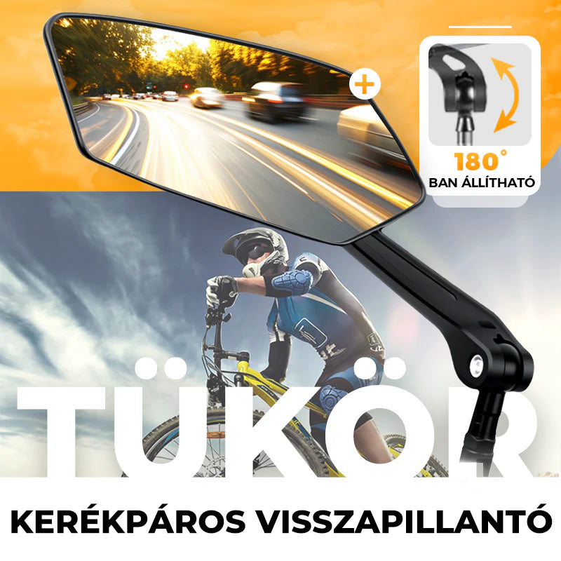 🚲 A vállad fölött hátranézni kényelmetlen és balesetveszélyes? – Ez a tükör stabilan rögzíthető a kormányra, és folyamatos hátsó rálátást biztosít.
