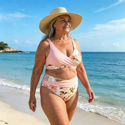 🌸 Nem mersz bikiniben strandolni? – Magas derekú virágmintás bikini, raktáron! 👙