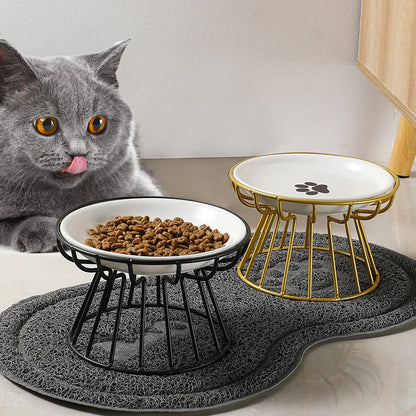 🐱 A macskád nyakát terheli a hajlongás? – Kerámia macskatál magas fémállványon! 🍽️