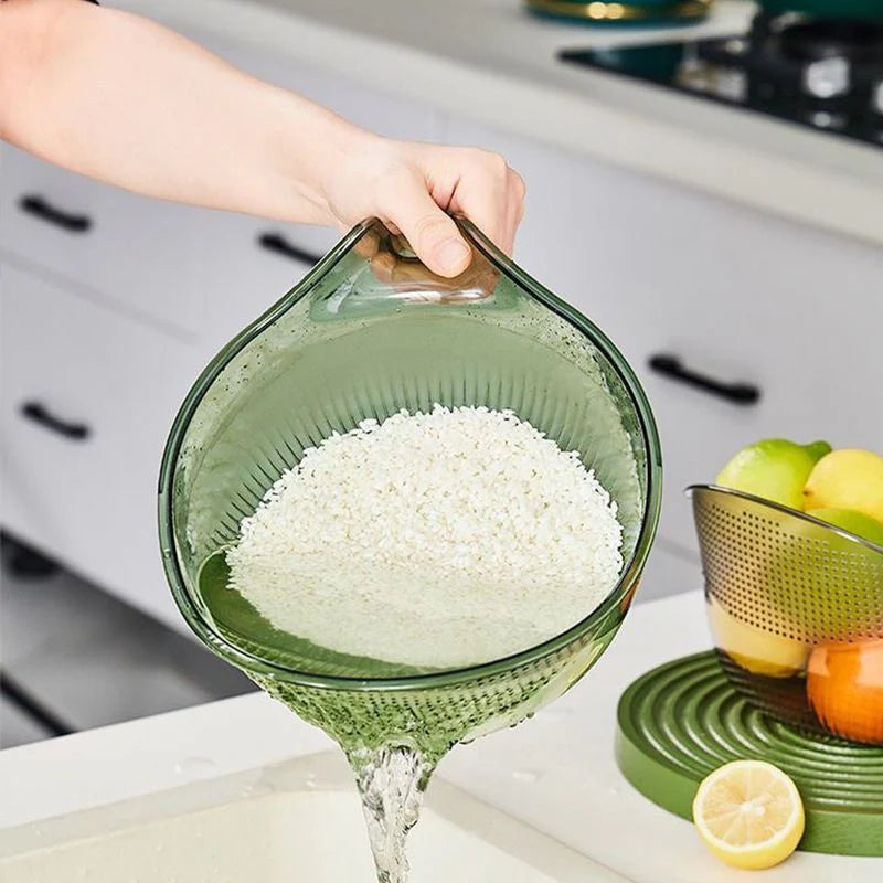 💧 A rizs mosása közben a szemek kifolynak? – Ez a tál szűrővel és fogantyúval megkönnyíti a munkát