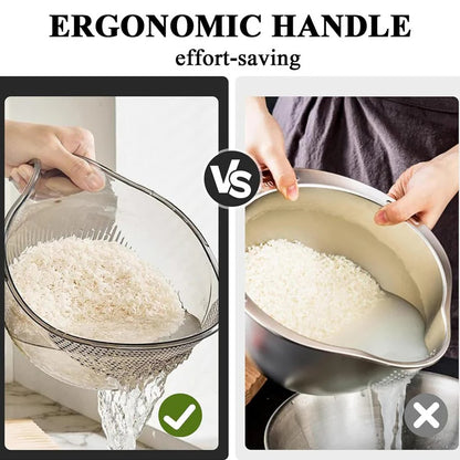 💧 A rizs mosása közben a szemek kifolynak? – Ez a tál szűrővel és fogantyúval megkönnyíti a munkát