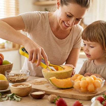 🍈 Gombóckanál, faragókés, és gyümölcskanal – Három eszköz egy szettben, praktikus kialakítással!