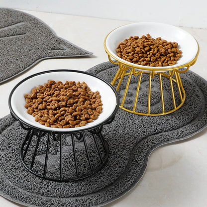 🐱 A macskád nyakát terheli a hajlongás? – Kerámia macskatál magas fémállványon! 🍽️