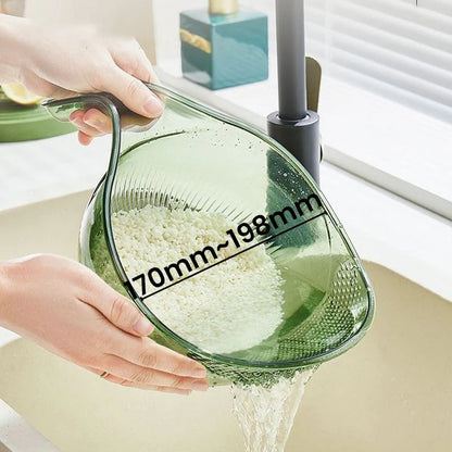 💧 A rizs mosása közben a szemek kifolynak? – Ez a tál szűrővel és fogantyúval megkönnyíti a munkát