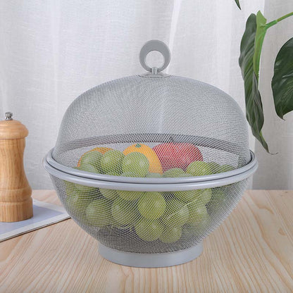 🧺 Zárt, fedeles gyümölcskosár – Lélegző háló és lecsepegtető funkció a gyümölcsök frissen tartásához