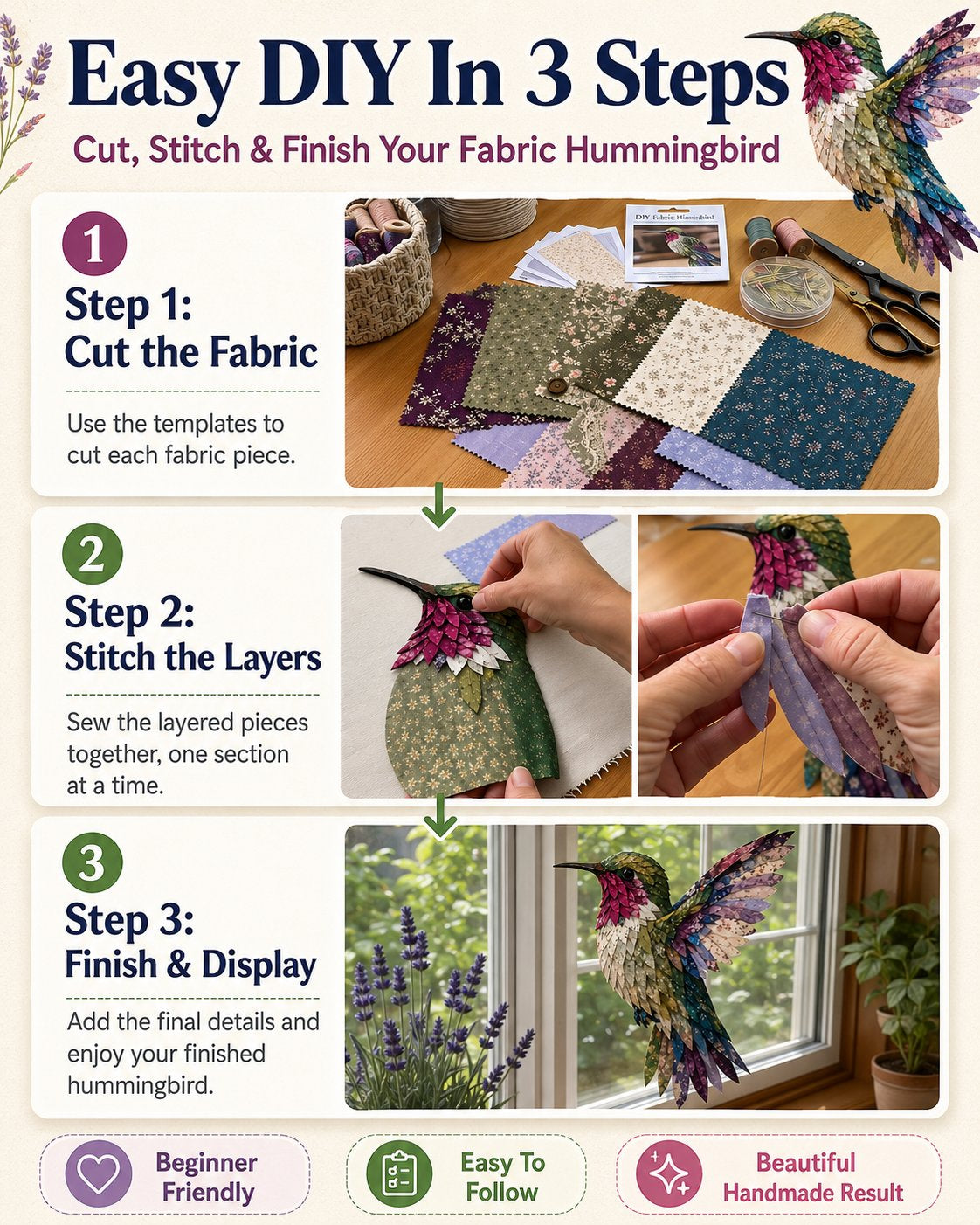 3D-s patchwork madár DIY készlet | BLEMOR