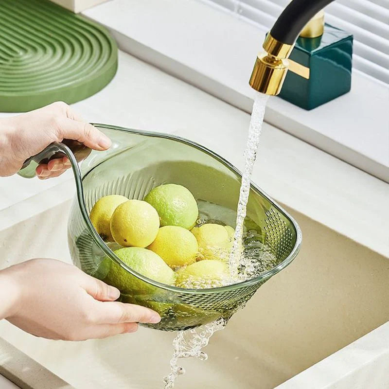 💧 A rizs mosása közben a szemek kifolynak? – Ez a tál szűrővel és fogantyúval megkönnyíti a munkát