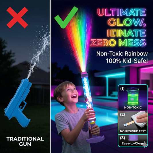🌈 Unod a sima vízipisztolyt? – Szivárvány LED-es vízipisztoly, ami világít is!