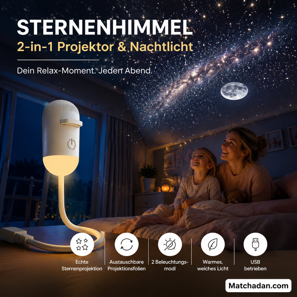 🌌 A gyerekek nehezen alszanak el a sötétben? – Ez a csillagvetítős éjszakai lámpa segíthet