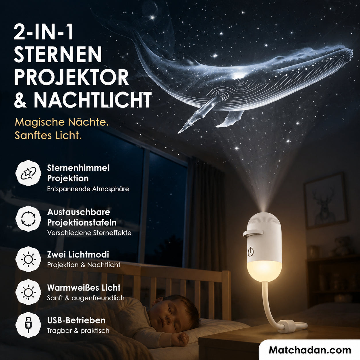 🌌 A gyerekek nehezen alszanak el a sötétben? – Ez a csillagvetítős éjszakai lámpa segíthet