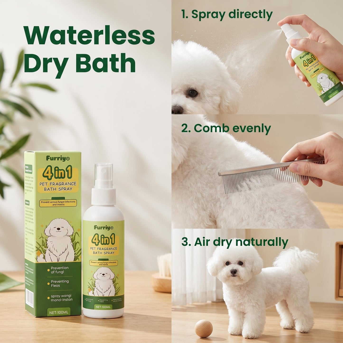 🛁 A rendszeres fürdetés időigényes és macerás? – Ez a spray gyorsan és egyszerűen frissíti fel a kutya szőrét