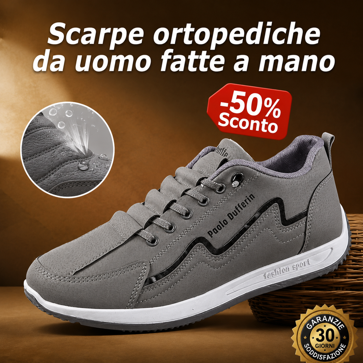 🎁Ultimo giorno per uno sconto del 50%: non perdete l'occasione!⏰Realizzate in pelle di vitello australiana🐂Supporto per il piede: allevia il dolore ai piedi✅Impermeabili e antiscivolo, comode per camminare.