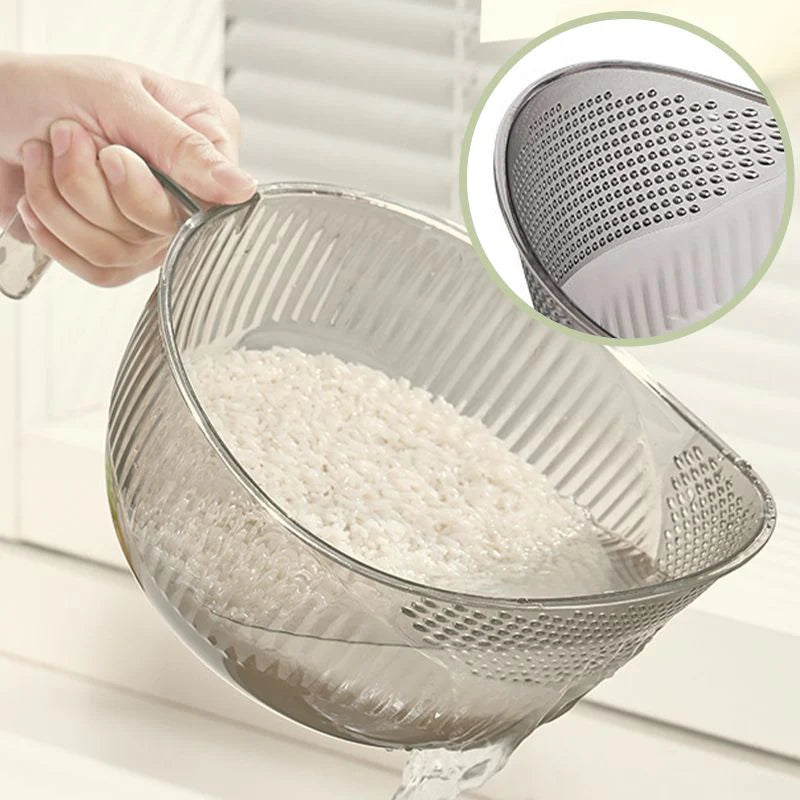 💧 A rizs mosása közben a szemek kifolynak? – Ez a tál szűrővel és fogantyúval megkönnyíti a munkát