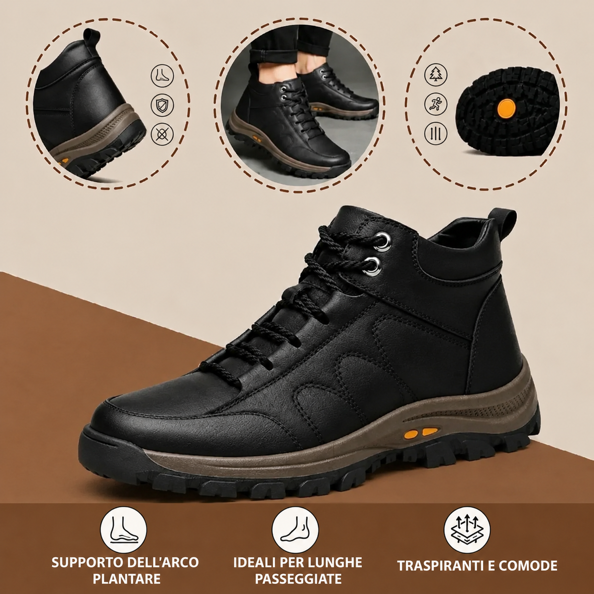 Scarpe da uomo🎁Ultimo giorno per approfittare dello sconto del 40%, non perdertelo! ⏰Realizzate in pelle di vitello australiana🐂Supporto per il piede - allevia il dolore ai piedi✅Impermeabili e antiscivolo, comode da indossare✅Eleganti e versatili.
