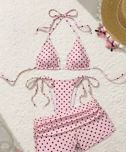 👙 A sima fürdőruhák unalmasak? – Pöttyös oldalt megkötős bikini szett!