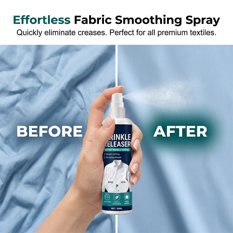 🧳 Az utazás során összegyűrt ruhák kellemetlenek? – Ez a spray gyorsan kisimítja a szöveteket anélkül, hogy vasalóra lenne szükség.