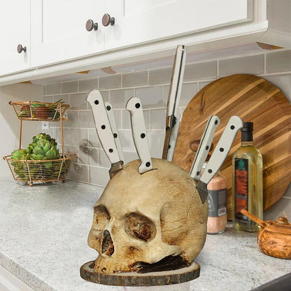 🔪 A késes állványok unalmasak és jellegtelenek? – Ez a koponya formájú tartó egyedi és ijesztően dekoratív
