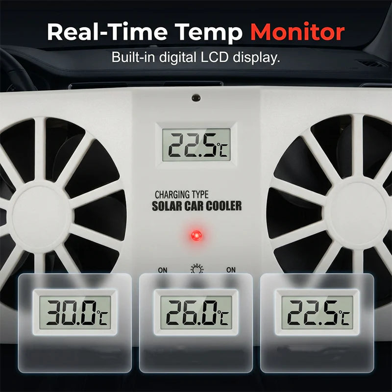 ☀️  A forróságban autója belső hőmérséklete elviselhetetlenné válik? – Ez a ventilátor napelemmel automatikusan csökkenti a meleget!