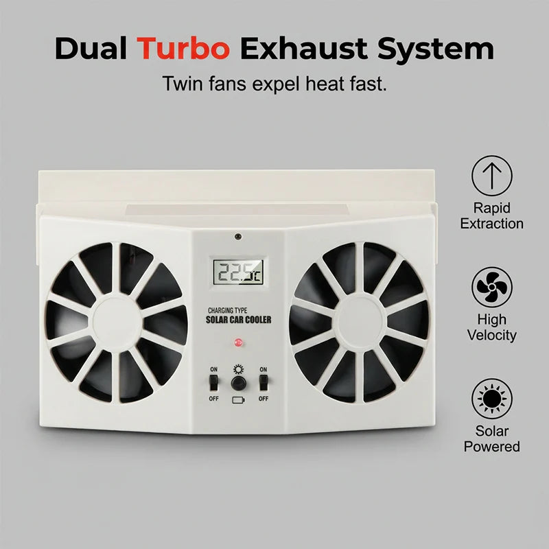 ☀️  A forróságban autója belső hőmérséklete elviselhetetlenné válik? – Ez a ventilátor napelemmel automatikusan csökkenti a meleget!