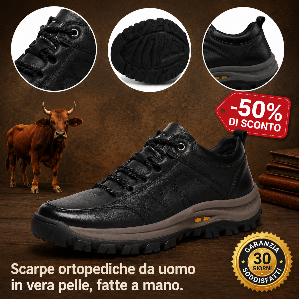 🎁Ultimo giorno per approfittare dello sconto del 50%, non perdertelo! ⏰Realizzate in pelle di vitello australiana🐂Supporto per il piede - allevia il dolore ai piedi✅Impermeabili e antiscivolo, comode da indossare✅Eleganti e versatili.