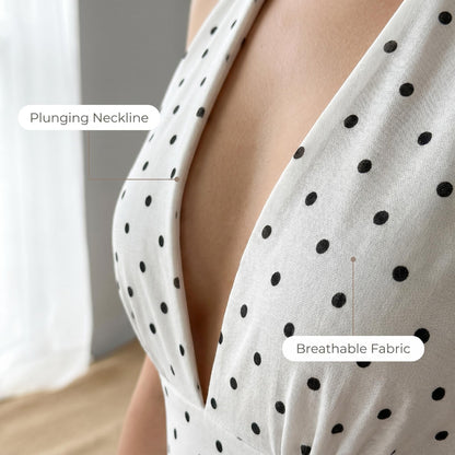 👗 Szeretnéd, hogy a nyári estéken mindenki téged nézzen? – Ez a pöttyös V-nyakú ruha segíthet!