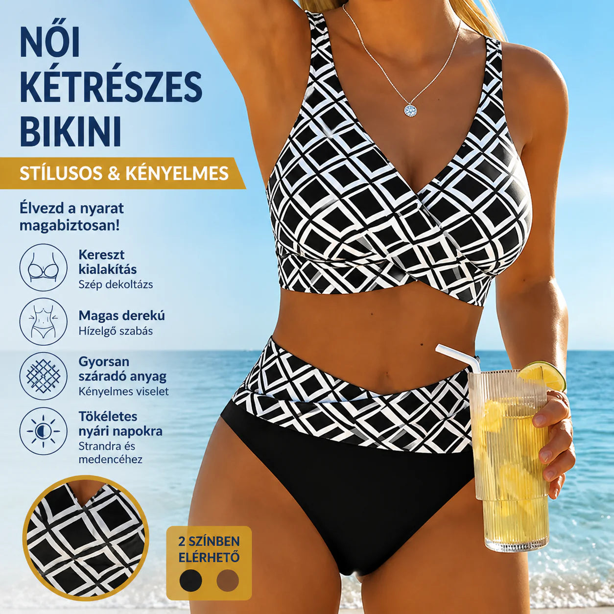🩱 A hasadat takargatnád, de a sima bikini nem ad elég fedést? – Magas derekú kétrészes bikini!
