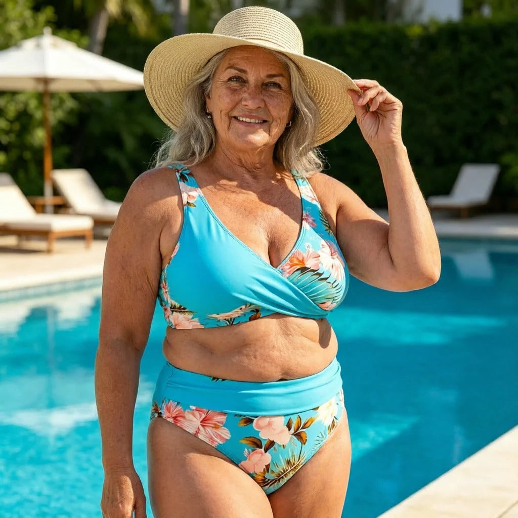 🌸 Nem mersz bikiniben strandolni? – Magas derekú virágmintás bikini, raktáron! 👙