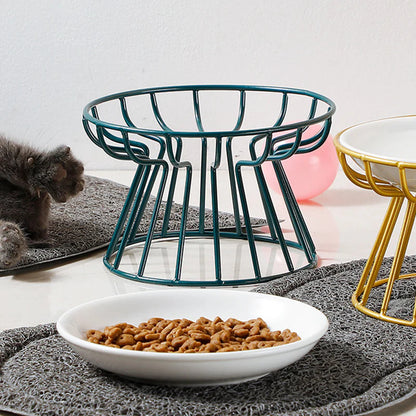 🐱 A macskád nyakát terheli a hajlongás? – Kerámia macskatál magas fémállványon! 🍽️