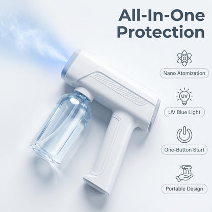 💧A hagyományos permetezők egyenetlenül oszlatják el a fertőtlenítőszert? – Ez a nano-mist technológia finom ködként fedi be a felületeket.