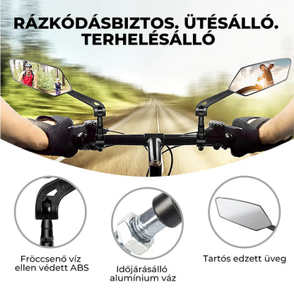 🚲 A vállad fölött hátranézni kényelmetlen és balesetveszélyes? – Ez a tükör stabilan rögzíthető a kormányra, és folyamatos hátsó rálátást biztosít.